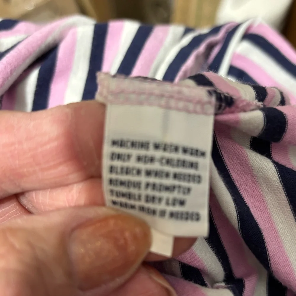 Polo by Ralph Lauren XL Men's Striped Polo Shirt pink & navy blue 30” L 23” p2p